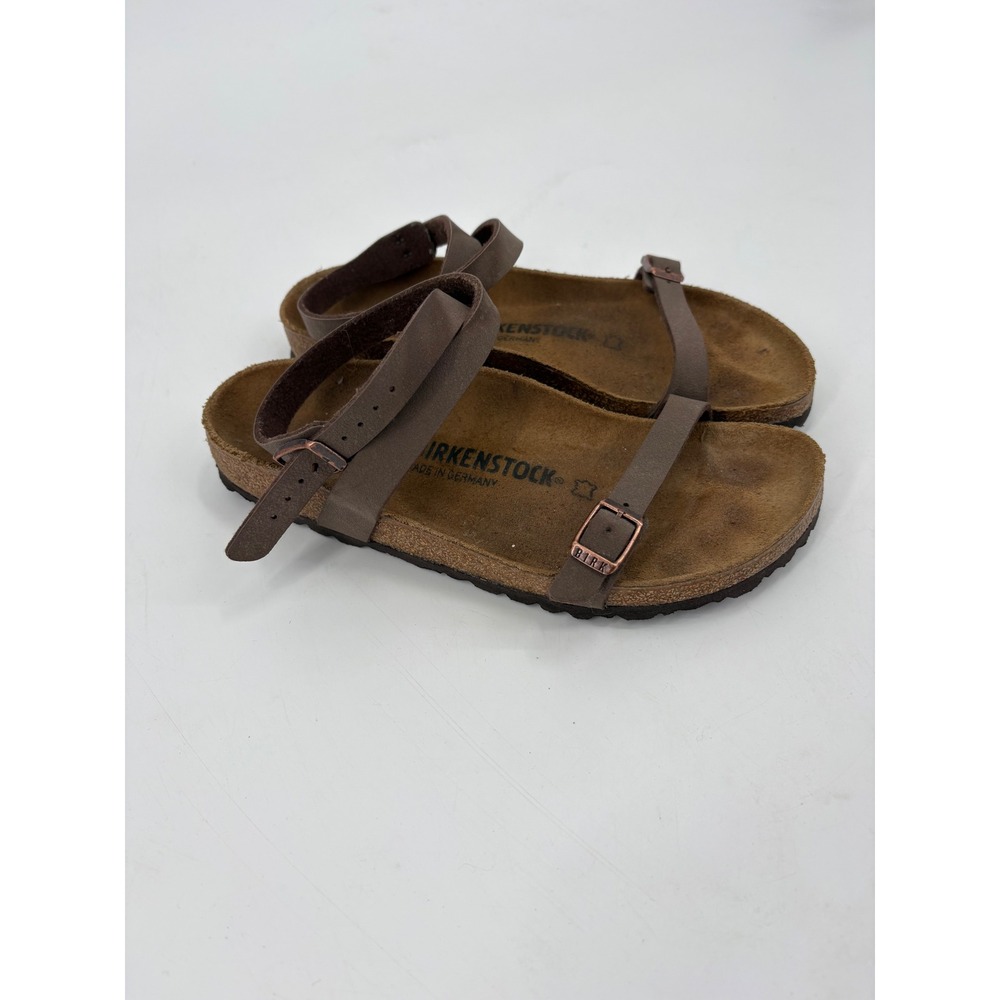Birkenstock Yara Brown Ankle Strap Sandals Womens 37 L6 Cork Footbed Buckle